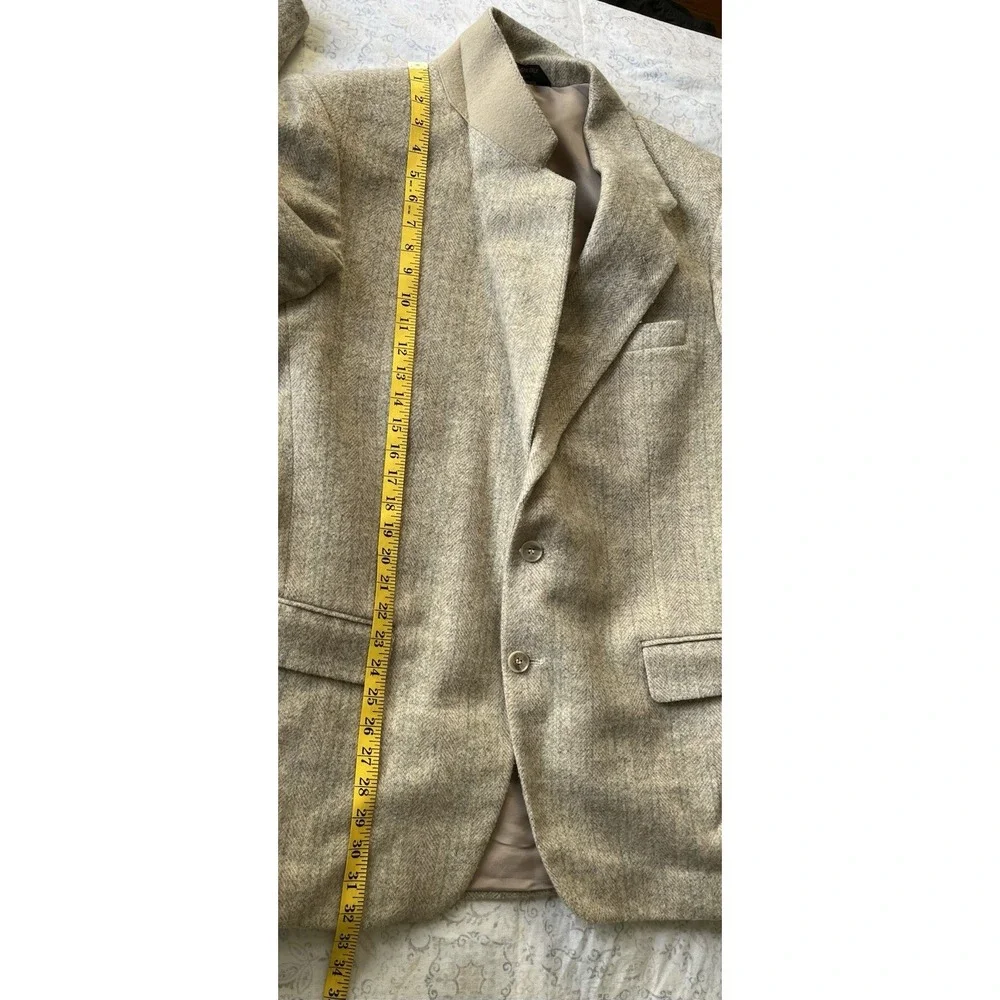 FARAH Clothing Co Men's Vintage Blazer Jacket 44L Beige Plaid 2 Button 100% Wool